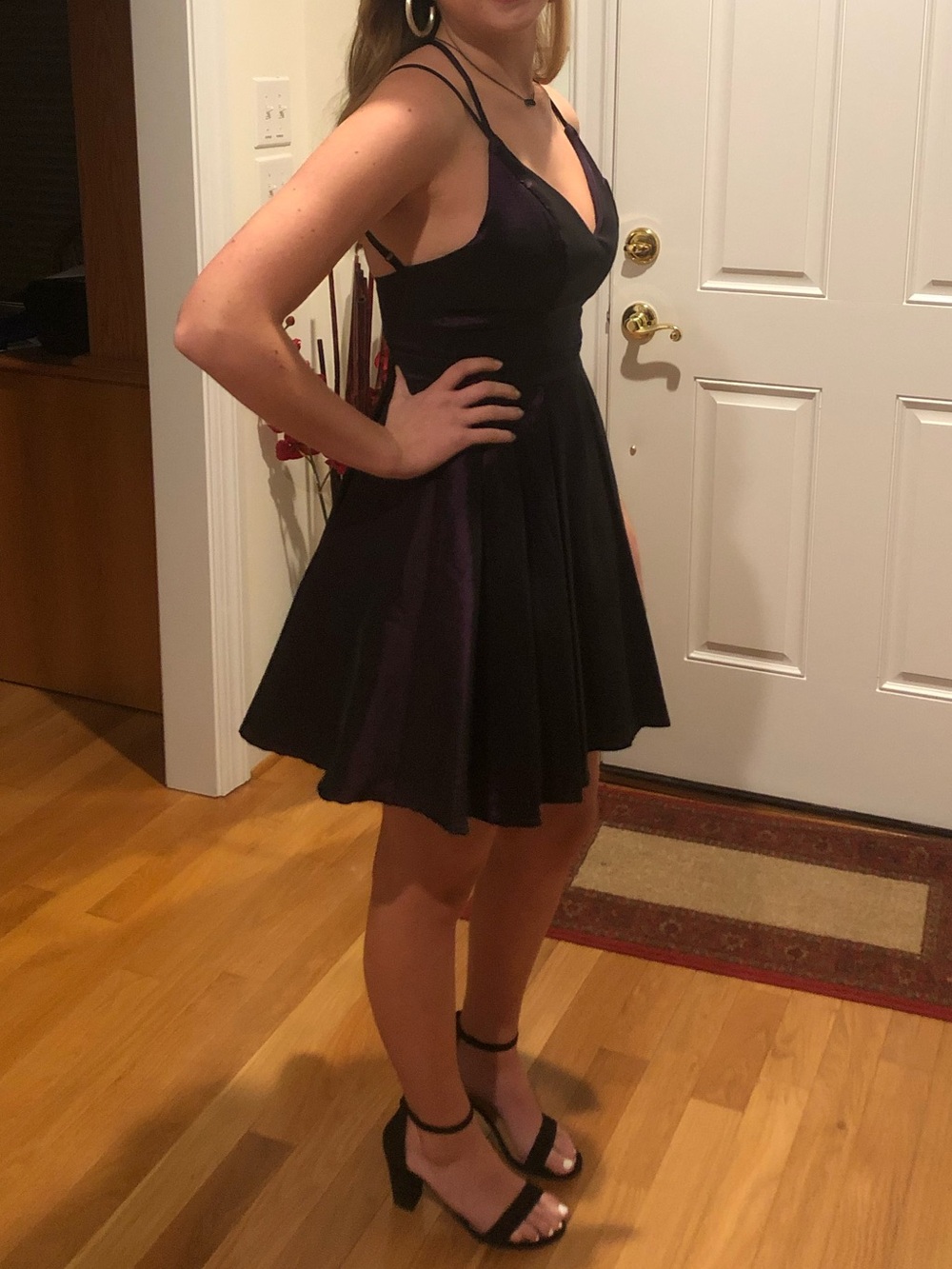 Sequin Hearts Deep Plum Fit-and-Flare Mini Dress